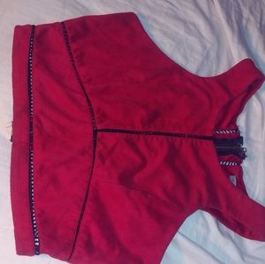 Charlotte Rouse red zip up crop top